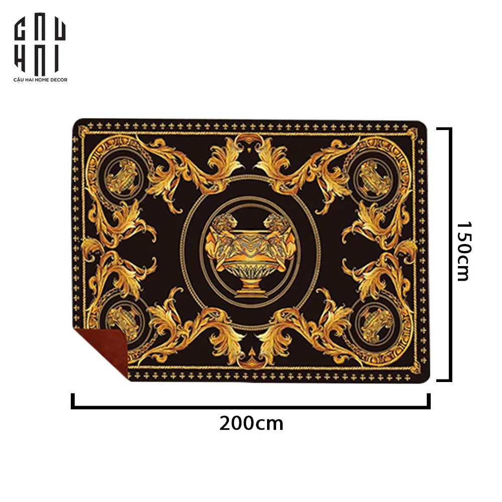 Chăn Nhung Cao Cấp Virtus Gala Black Barocco Frame - Luxury Velvet Blanket 150X200.-CẬU HAI HOME DECOR
