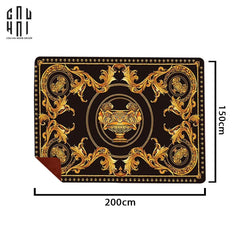 Chăn Nhung Cao Cấp Virtus Gala Black Barocco Frame - Luxury Velvet Blanket 150X200.-CẬU HAI HOME DECOR