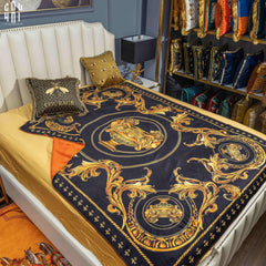 Chăn Nhung Cao Cấp Virtus Gala Black Barocco Frame - Luxury Velvet Blanket 150X200.-CẬU HAI HOME DECOR
