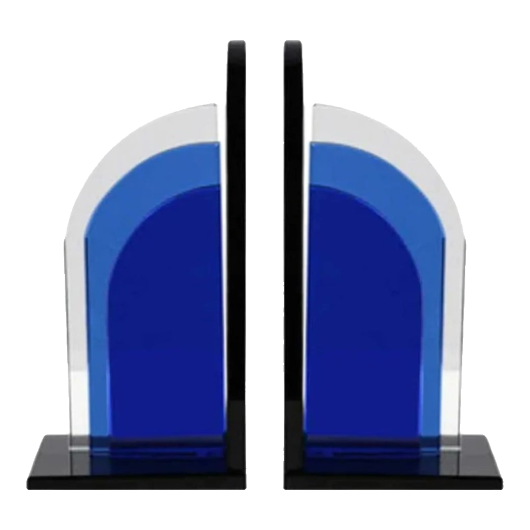 Set Tượng Chặn Sách Pha Lê Cristalleries Blue Gates Bookend 22x11x12-SÁCH TRANG TRÍ-Đối tác tại Trung Quốc theo từng đơn đặt hàng-CẬU HAI HOME DECOR