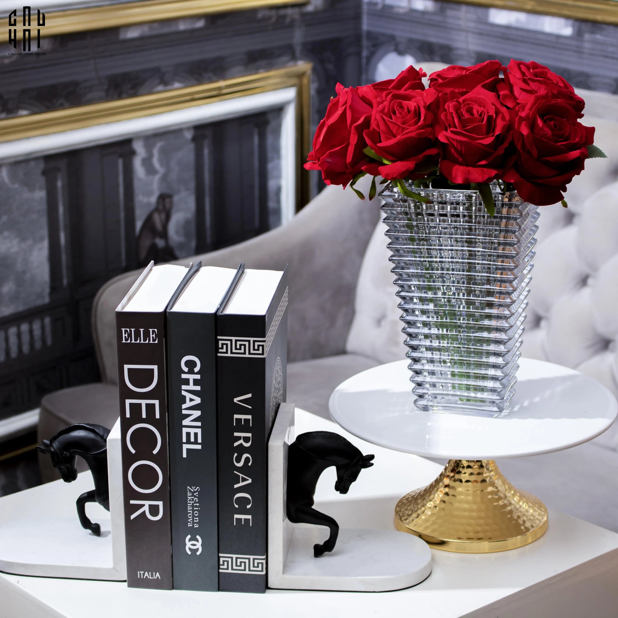 HOME COUTURE - CHẶN SÁCH TROY MARBLE STONE BOOKEND-CẬU HAI HOME DECOR