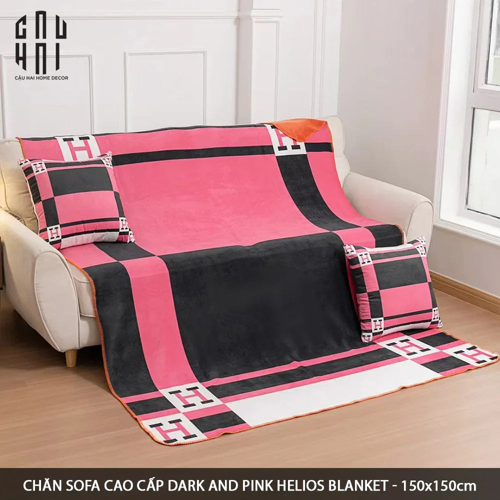 CHĂN SOFA CAO CẤP BLACK & PINK HELIOS VELVET BLANKET 150. - CẬU HAI HOME DECOR