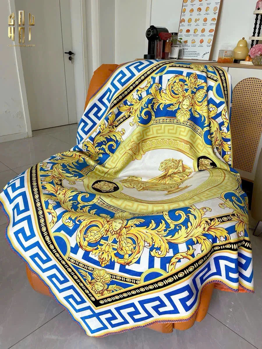 Chăn Sofa Cao Cấp Gold Line Barocco Velvet Blanket 150.-CẬU HAI HOME DECOR