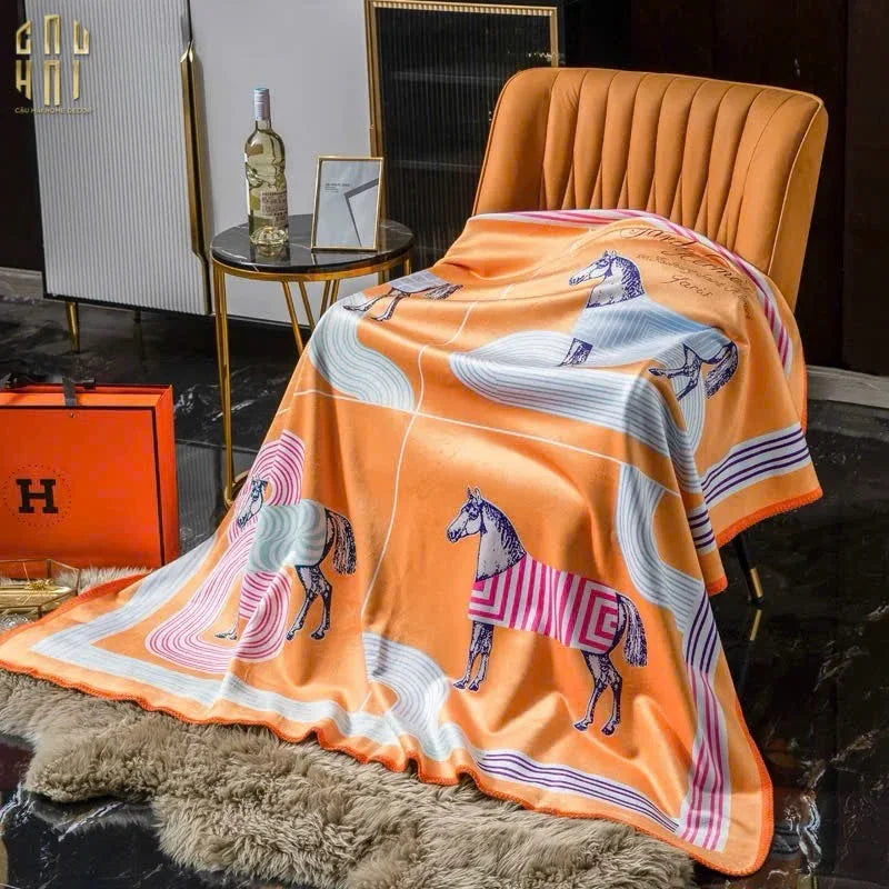 CHĂN SOFA NHUNG CAO CẤP STADE DE FRANCE - STADE DE FRANCE LUXURY VELVET BLANKET 150X150 CM - CẬU HAI HOME DECOR