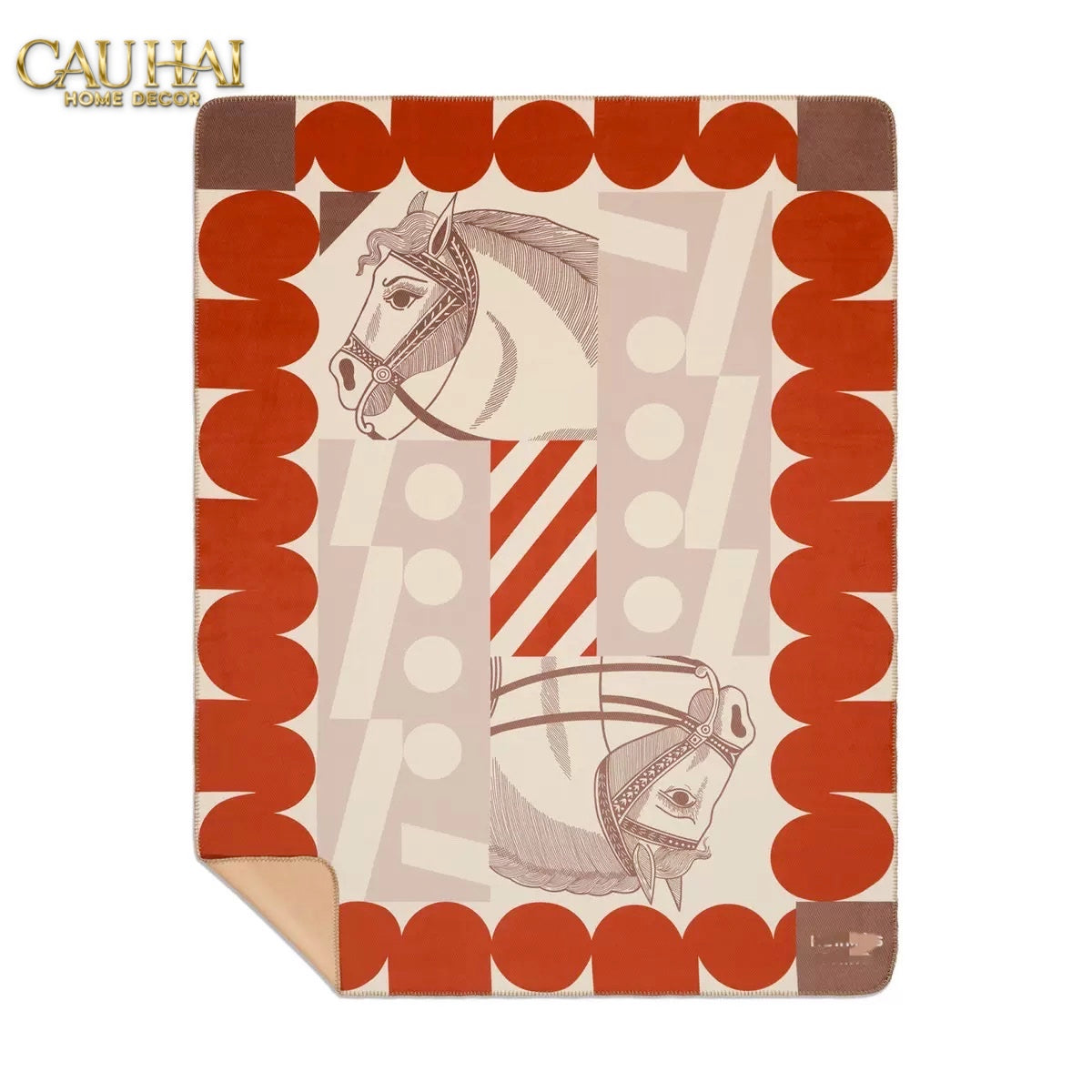 Chăn Sofa Rouge Étrusque Velour Équestre Médaillon Velvet Blanket 150 - CẬU HAI HOME DECOR