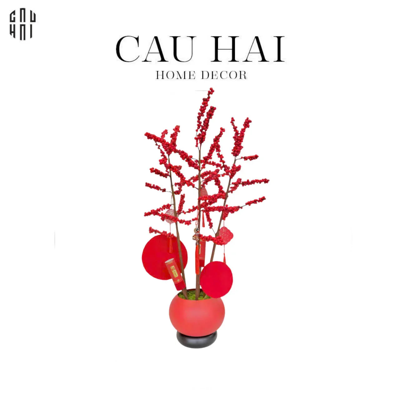 FÊTES COUTURE - CHẬU ĐÀO ĐÔNG CRIMSON WINTERBERRY FESTIVE - CẬU HAI HOME DECOR