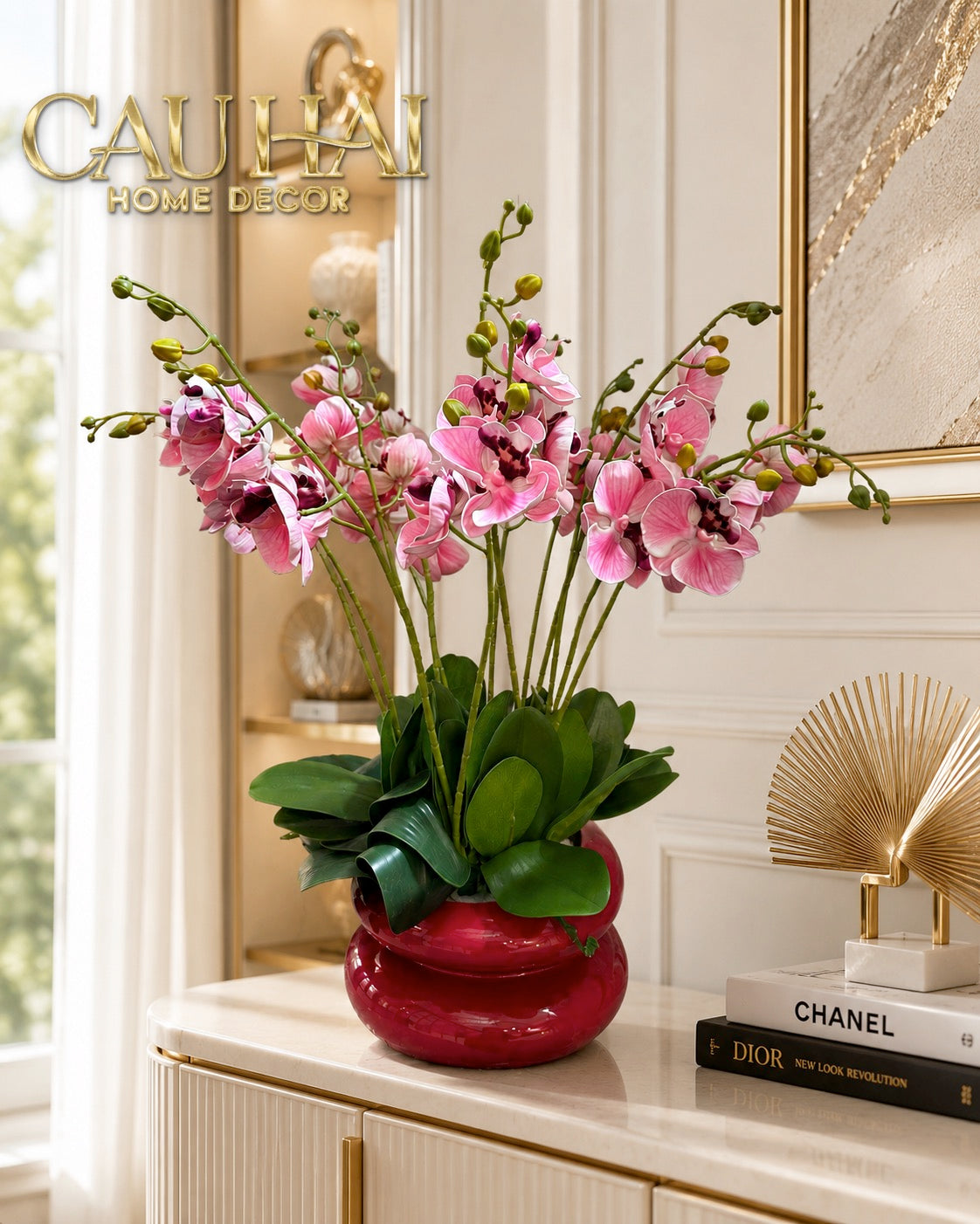 Chậu Lan Hồ Điệp Rosé Élégance H60-BÌNH HOA-CẬU HAI HOME DECOR-CẬU HAI HOME DECOR