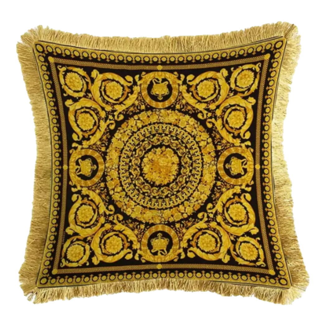 Maison Couture - Vỏ Gối Nhung Chenille Medusa V Class- Crete de Fleur - Noir Gold 45-VỎ GỐI-Đối tác tại Trung Quốc theo từng đơn đặt hàng-CẬU HAI HOME DECOR