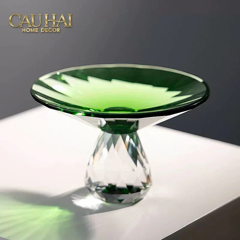 Critalleries Couture - Đĩa Trái Cây Pha Lê Emerald Vert Malachite Fruit Plates 9.5x15-CẬU HAI HOME DECOR