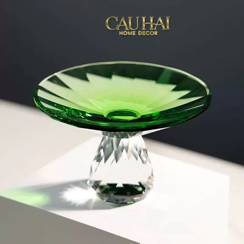Critalleries Couture - Đĩa Trái Cây Pha Lê Emerald Vert Malachite Fruit Plates 9.5x15-CẬU HAI HOME DECOR