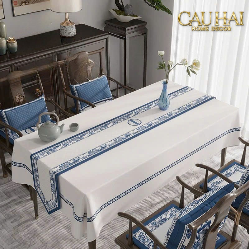 Tết Couture -  Khăn Trải Bàn Indigo Dynasty Heritage Pastoral Table Runner 3M6