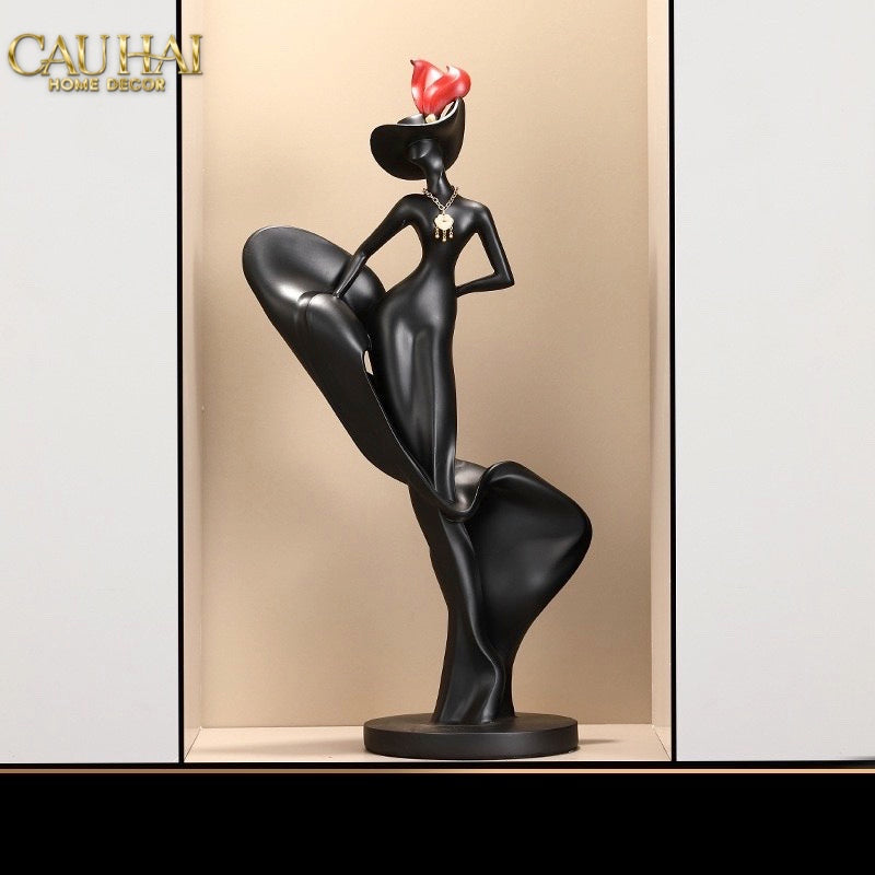 HOME COUTURE - TƯỢNG LADY TRÉMAINE SILHOUETTE FÉMININE ÉNIGMATIQUE H66 - CẬU HAI HOME DECOR