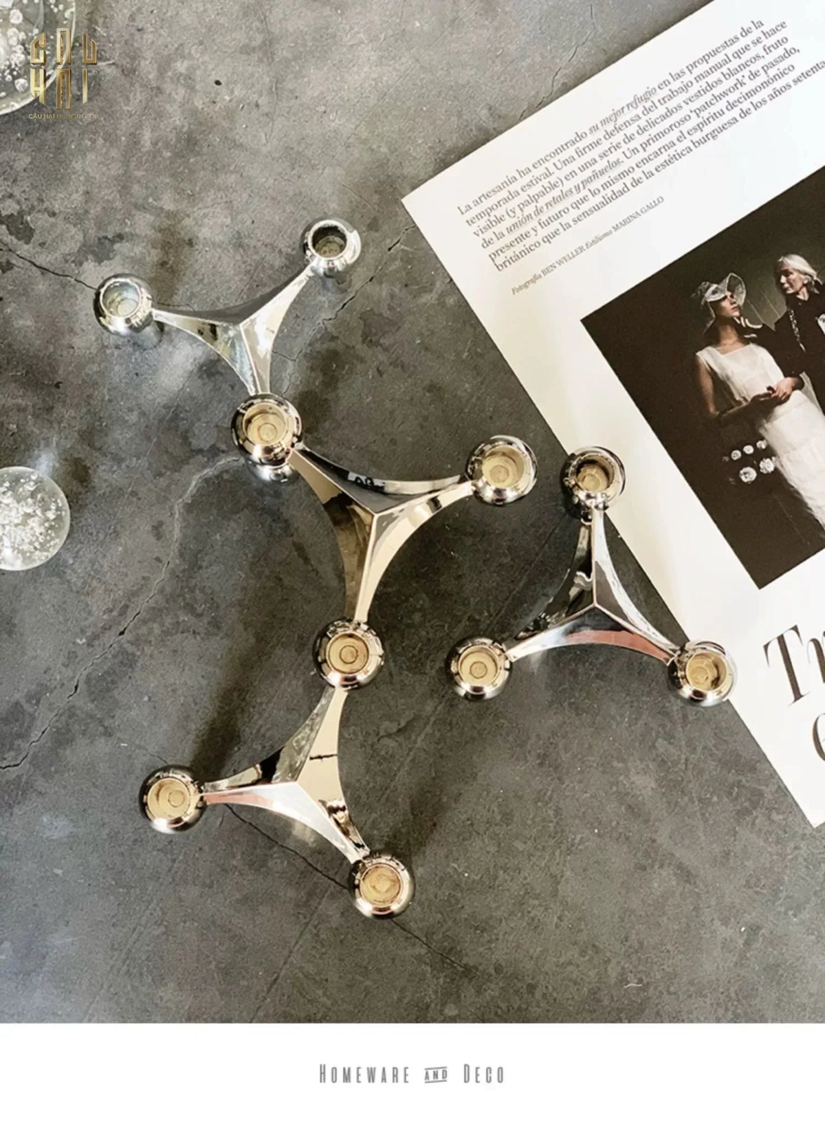 Đế Nến Gilded Hexalink Trilogy Module-ĐẾ NẾN-Đối tác tại Trung Quốc theo từng đơn đặt hàng-CẬU HAI HOME DECOR