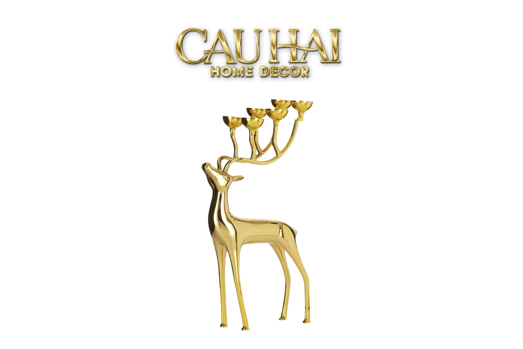 Đế Nến Hươu Lumière Du Cerf – Gilded Candle Holder Antler-ĐÈN TRANG TRÍ-CẬU HAI HOME DECOR