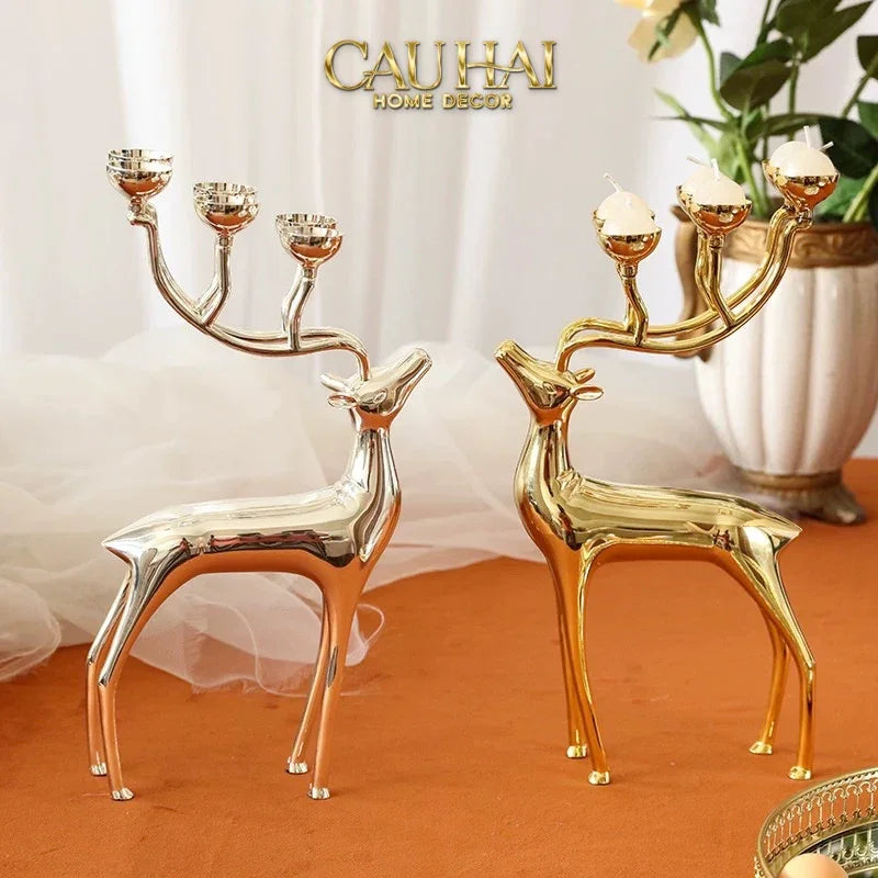 Đế Nến Hươu Lumière Du Cerf – Gilded Candle Holder Antler-CẬU HAI HOME DECOR