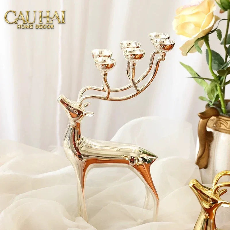 Đế Nến Hươu Lumière Du Cerf – Gilded Candle Holder Antler-CẬU HAI HOME DECOR