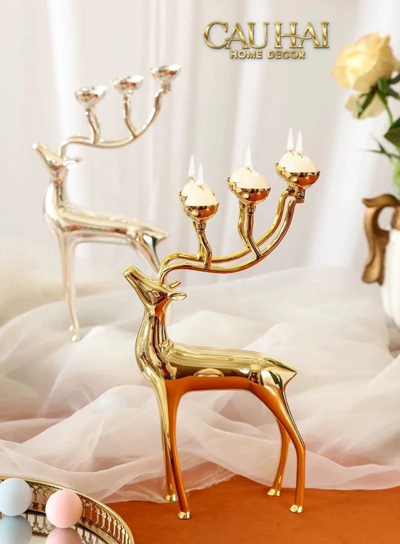 Đế Nến Hươu Lumière Du Cerf – Gilded Candle Holder Antler-CẬU HAI HOME DECOR