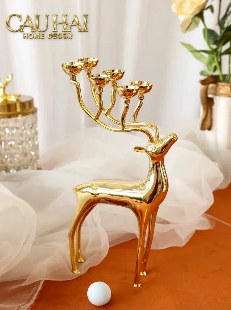 Đế Nến Hươu Lumière Du Cerf – Gilded Candle Holder Antler-CẬU HAI HOME DECOR