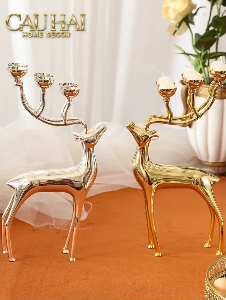 Đế Nến Hươu Lumière Du Cerf – Gilded Candle Holder Antler-CẬU HAI HOME DECOR