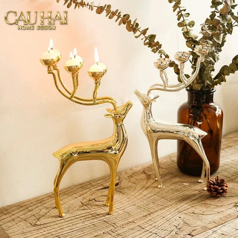 Đế Nến Hươu Lumière Du Cerf – Gilded Candle Holder Antler-CẬU HAI HOME DECOR