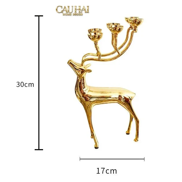 Đế Nến Hươu Lumière Du Cerf – Gilded Candle Holder Antler-CẬU HAI HOME DECOR