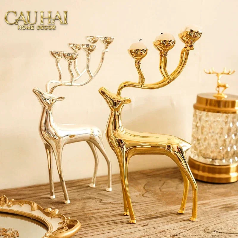 Đế Nến Hươu Lumière Du Cerf – Gilded Candle Holder Antler-CẬU HAI HOME DECOR