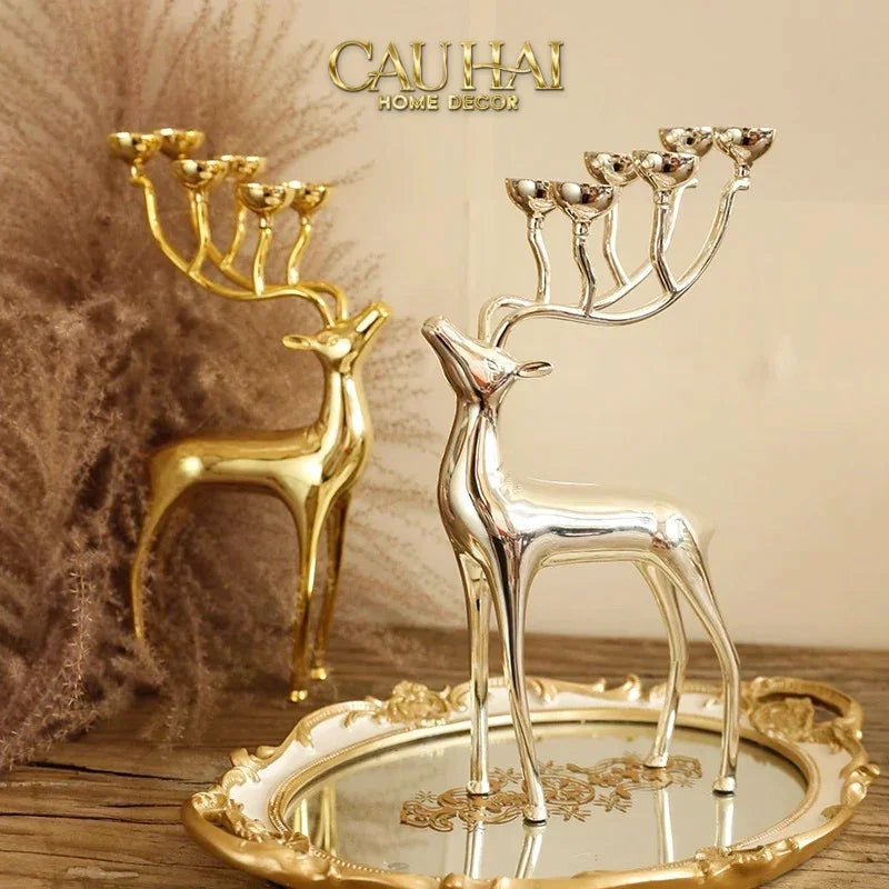 Đế Nến Hươu Lumière Du Cerf – Gilded Candle Holder Antler-CẬU HAI HOME DECOR