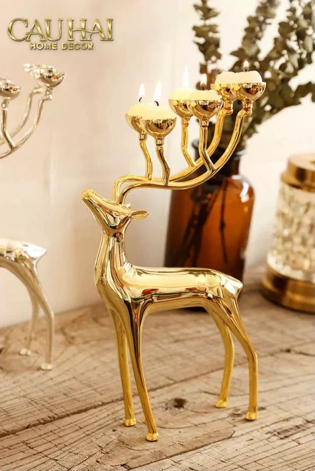 Đế Nến Hươu Lumière Du Cerf – Gilded Candle Holder Antler-CẬU HAI HOME DECOR
