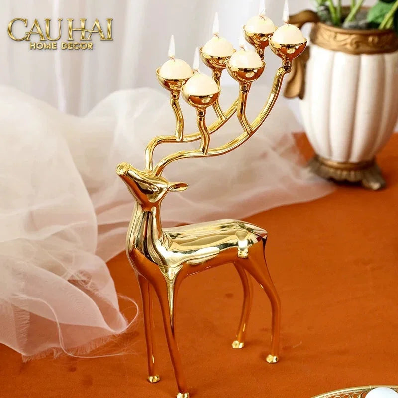 Đế Nến Hươu Lumière Du Cerf – Gilded Candle Holder Antler-CẬU HAI HOME DECOR