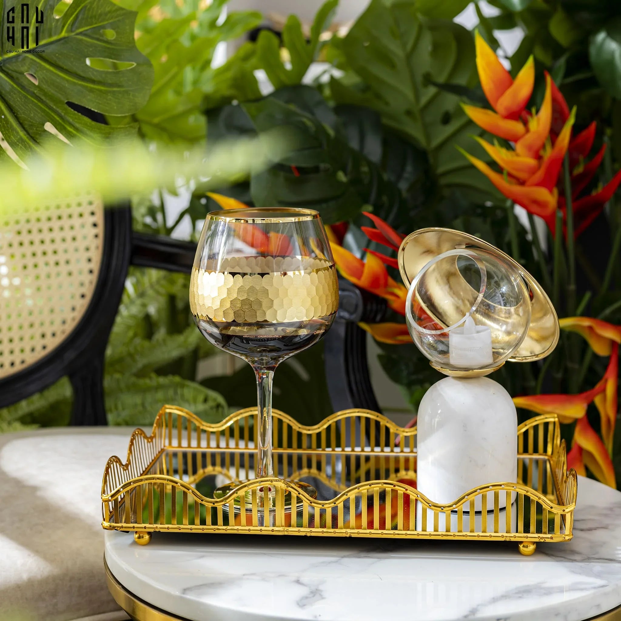 HOME COUTURE - ĐẾ NẾN LADY D'Or DÉESSE À CHAPEAU - CẬU HAI HOME DECOR