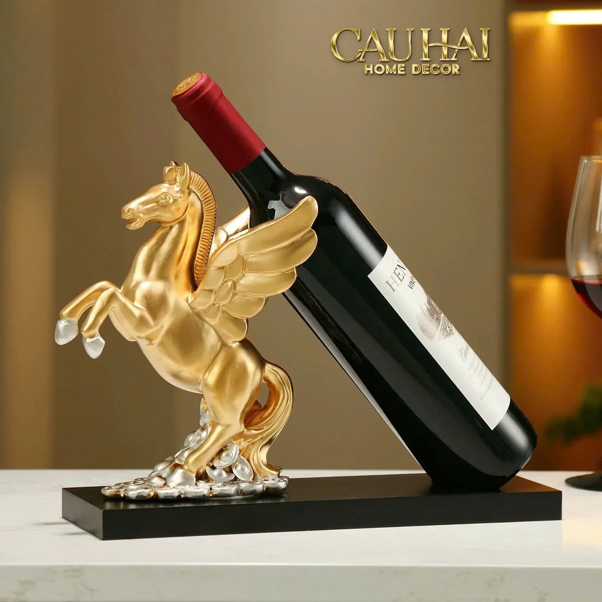 Đế Rượu Aurum Pegasus Floating Cloud Wine Holder-BÌNH RƯỢU-Đối tác tại Trung Quốc theo từng đơn đặt hàng-CẬU HAI HOME DECOR