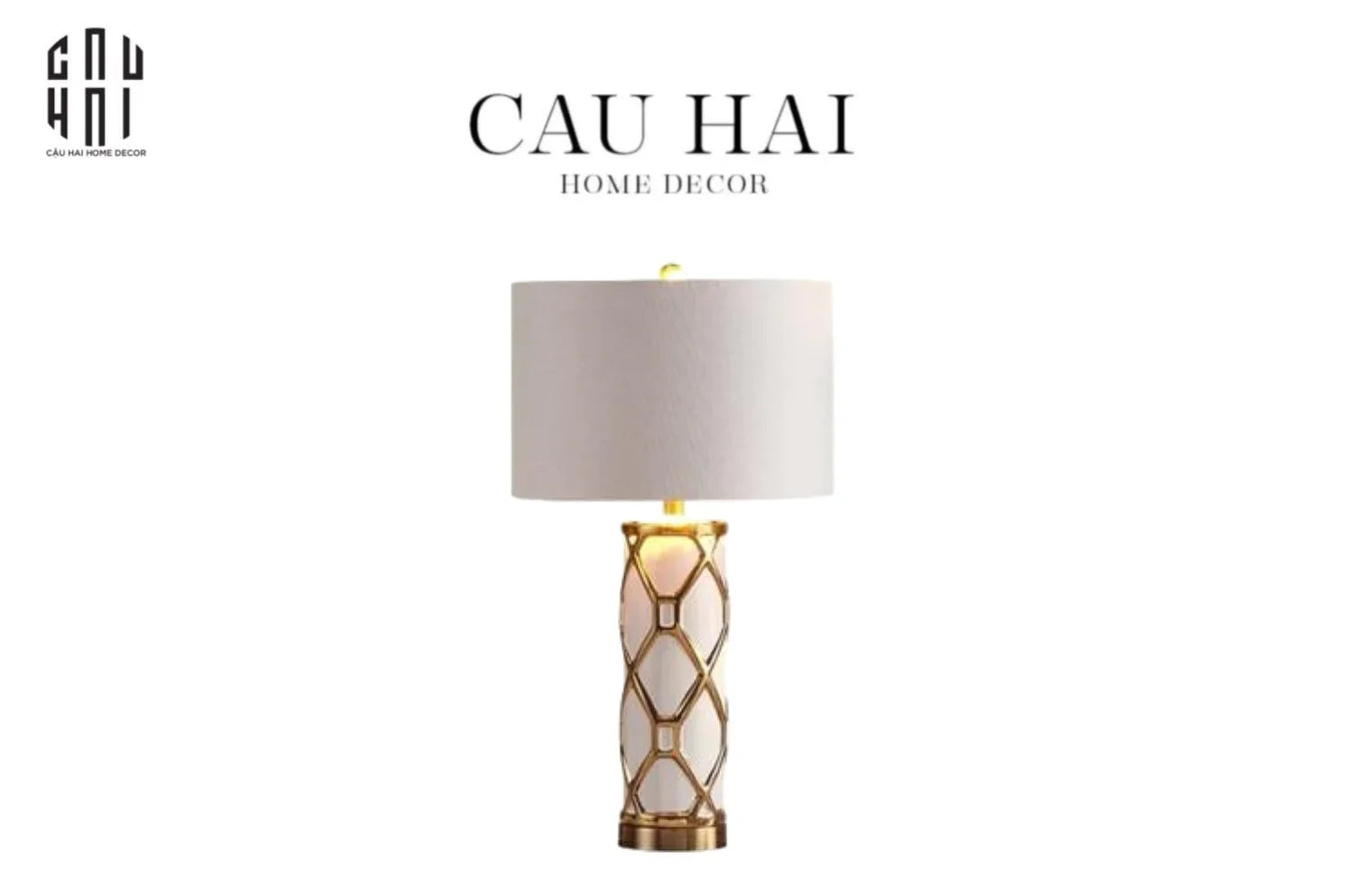 ĐÈN BÀN IRIS WHITE - IRIS WHITE SIDE TABLE LAMP - CẬU HAI HOME DECOR