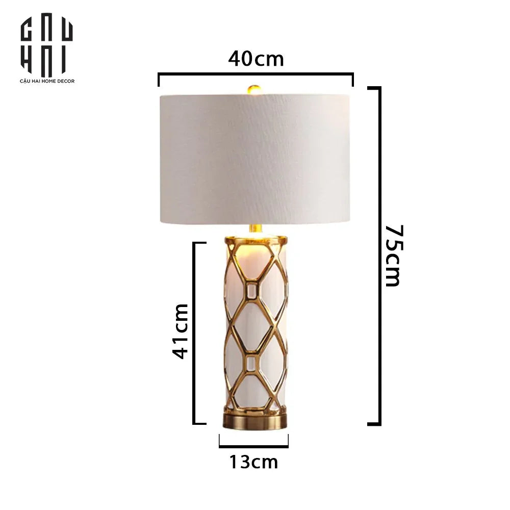 ĐÈN BÀN IRIS WHITE - IRIS WHITE SIDE TABLE LAMP - CẬU HAI HOME DECOR