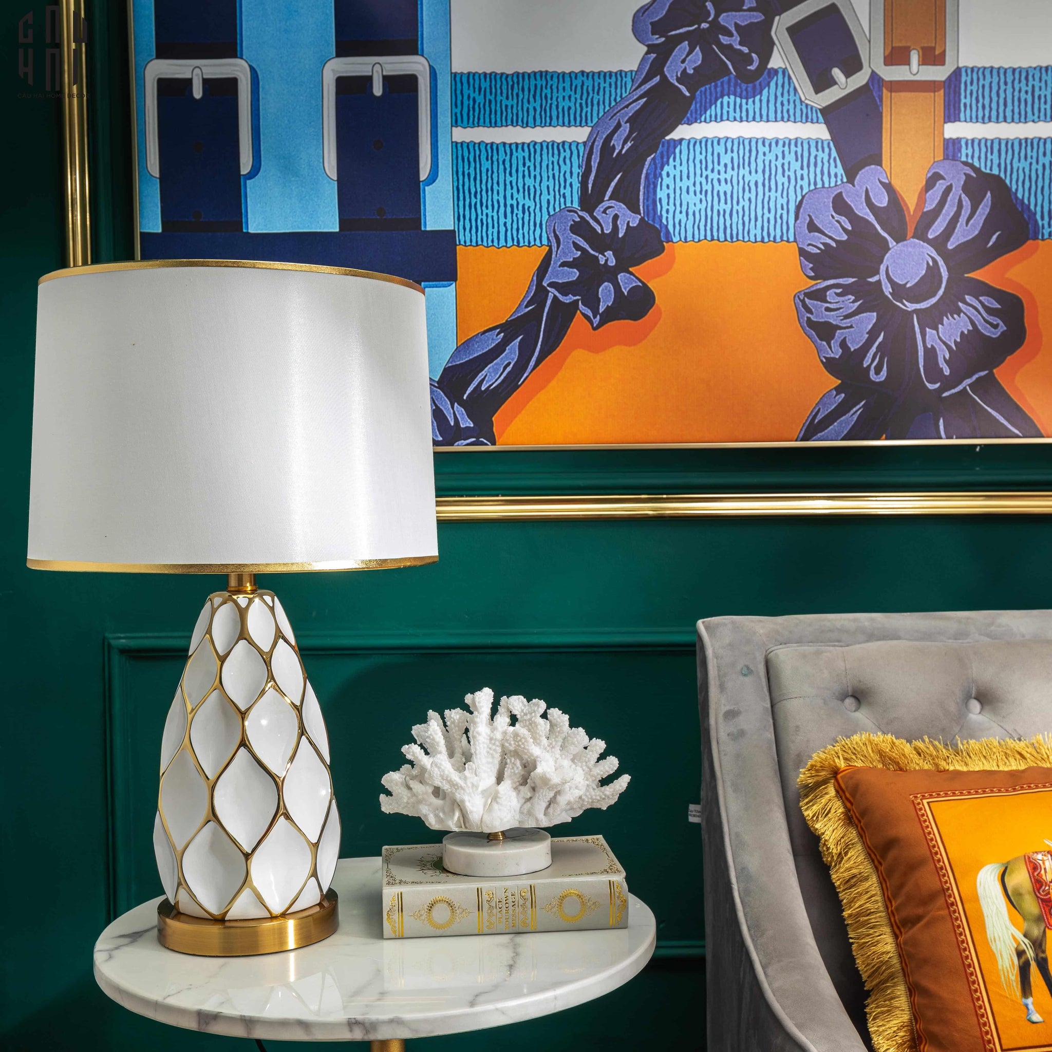 Đèn Bàn Martha - Martha Porcelain Side Table Lamp-CẬU HAI HOME DECOR