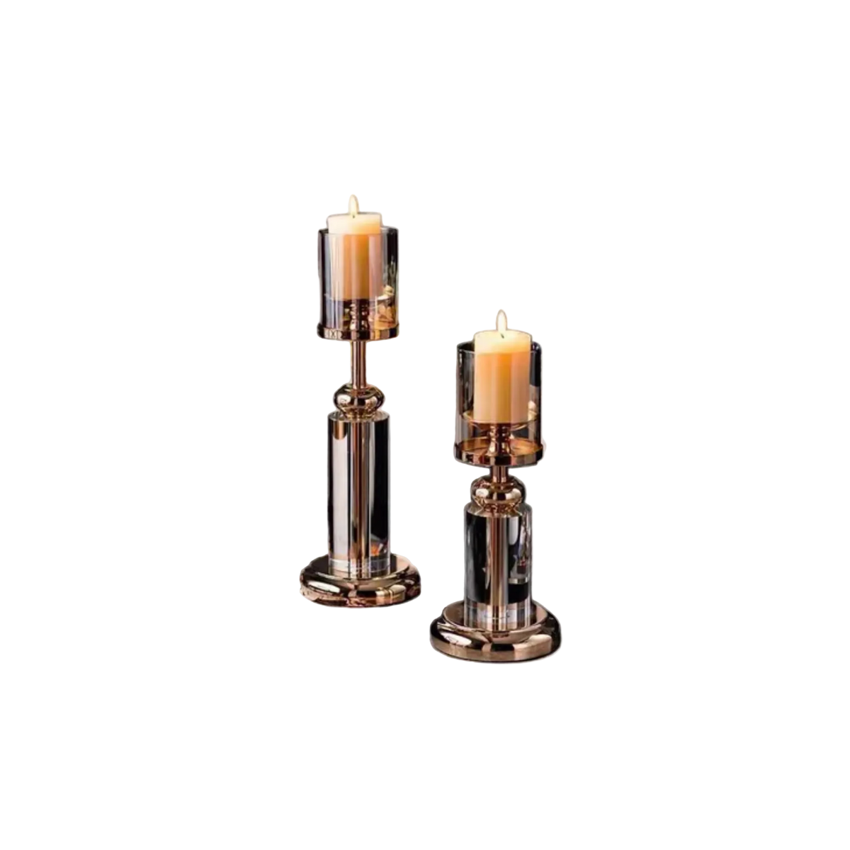 Set 2 Đế Nến Cylindre Éclat Bronze H30/ 38-ĐẾ NẾN-CẬU HAI HOME DECOR-CẬU HAI HOME DECOR