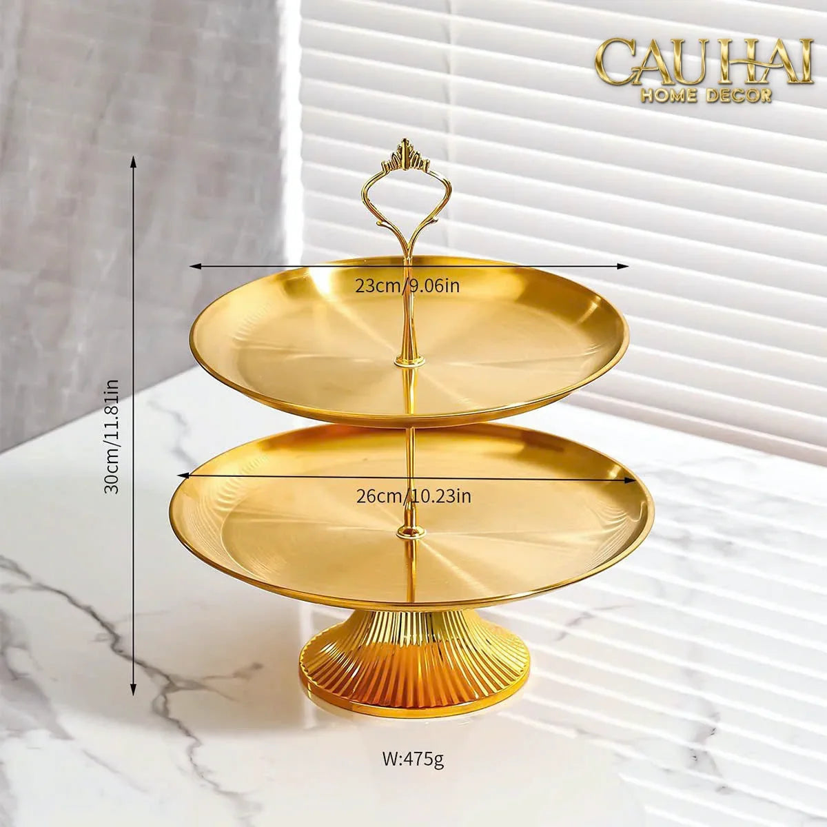 Đĩa 2 Tầng Kim Loại Éclat Lumière Étagère 2 Niveaux-CẬU HAI HOME DECOR