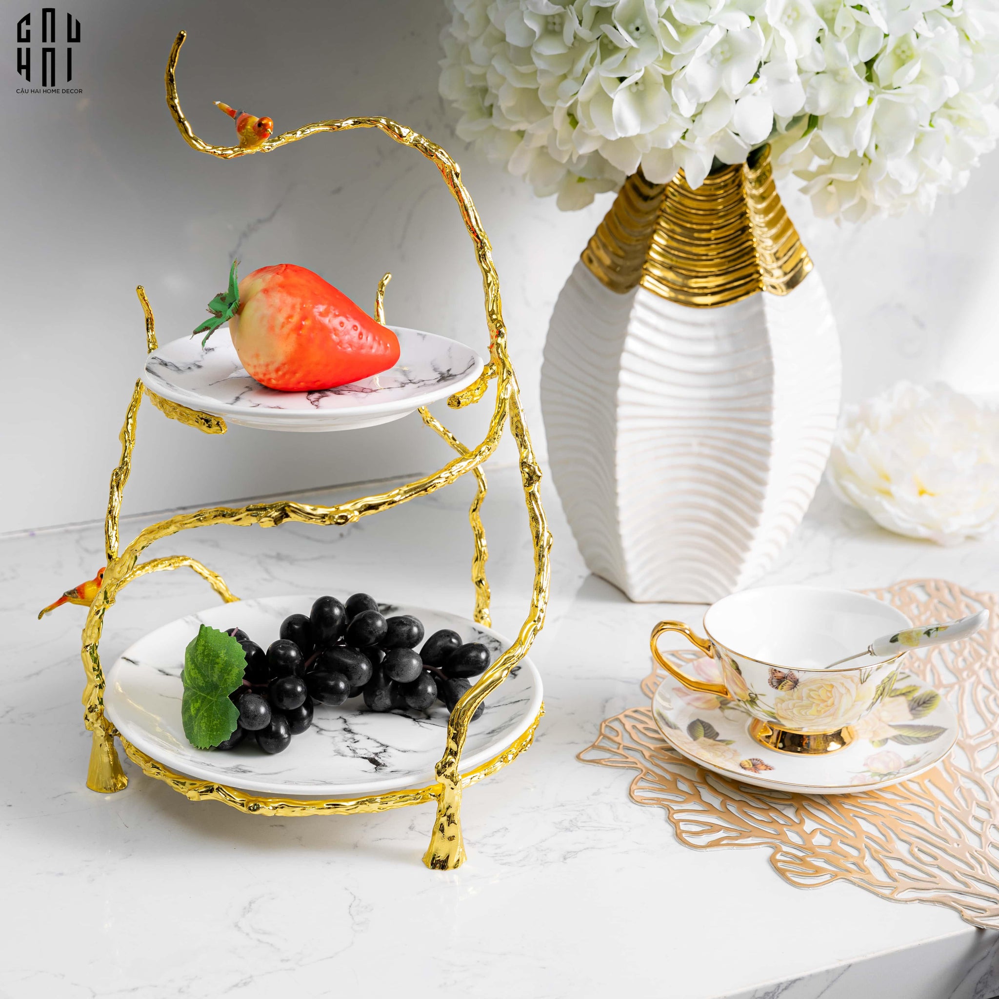 HOME COUTURE - ĐĨA BÁNH 2 TẦNG IMPERIAL CANARI - CẬU HAI HOME DECOR
