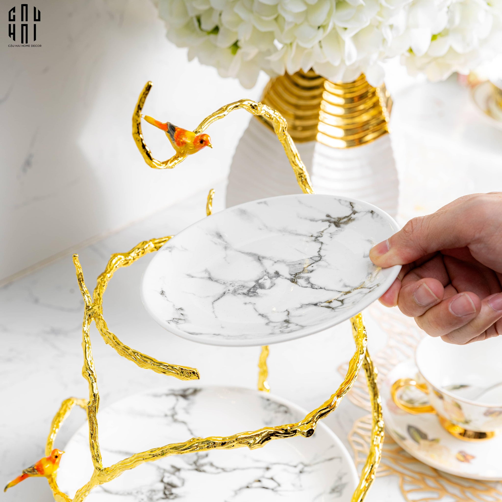 HOME COUTURE - ĐĨA BÁNH 2 TẦNG IMPERIAL CANARI - CẬU HAI HOME DECOR