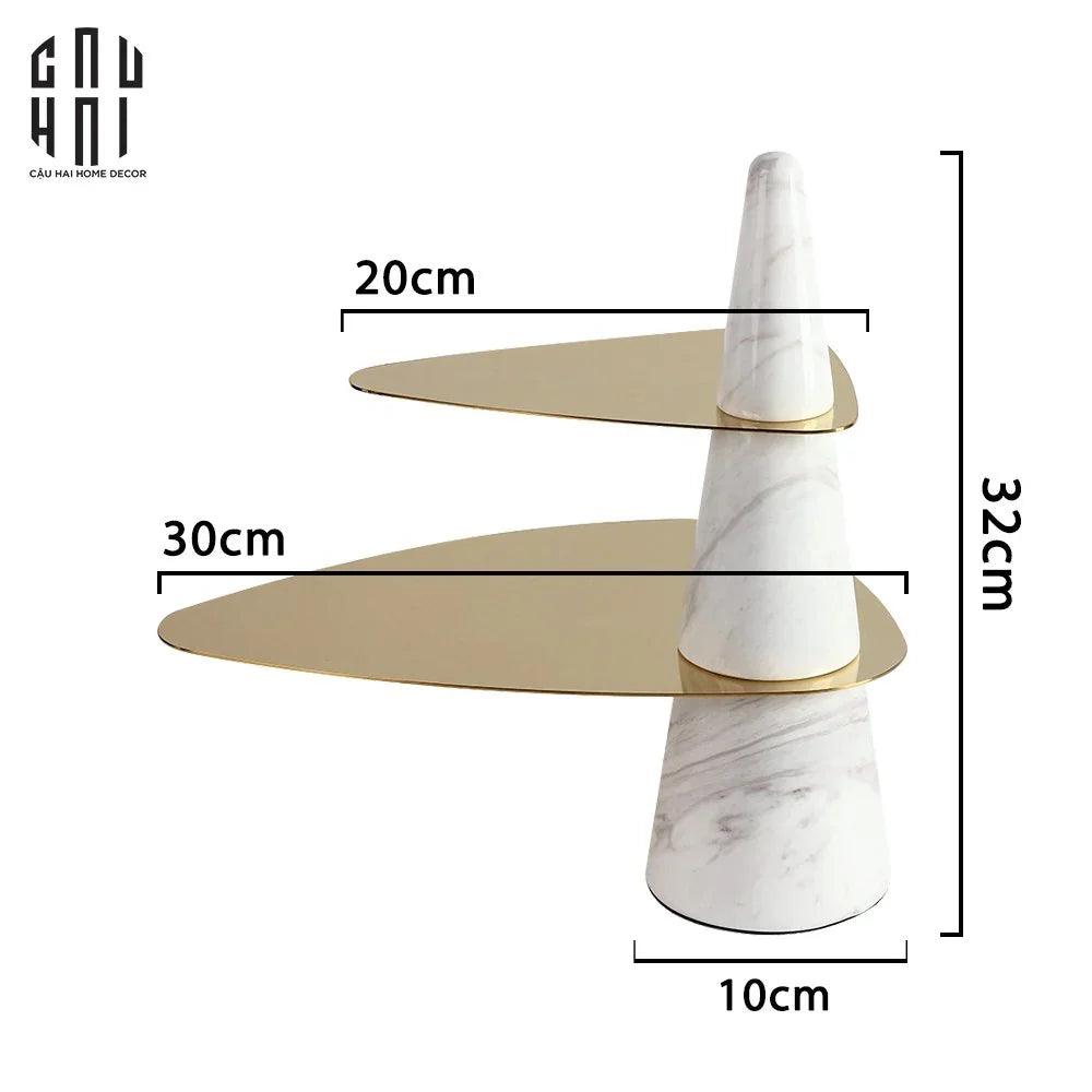 Đĩa Bánh 2 Tầng Marble Maxim Étagère Deux Niveaux H32-CẬU HAI HOME DECOR