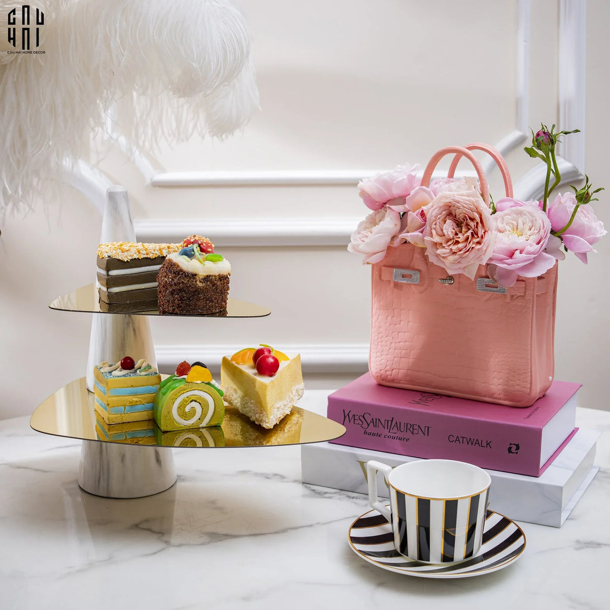 Đĩa Bánh 2 Tầng Marble Maxim Étagère Deux Niveaux H32-SET CHÉN DĨA-Đối tác tại Trung Quốc theo từng đơn đặt hàng-CẬU HAI HOME DECOR