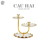 ĐĨA BÁNH 3 TẦNG CERAMIC GOLDEN LINES TEDDY BEARS SS25 - CẬU HAI HOME DECOR