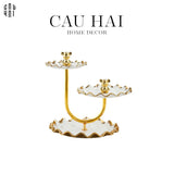 Đĩa Bánh 3 Tầng Ceramic Golden Lines Teddy Bears Ss25-SET CHÉN DĨA-Đối tác tại Trung Quốc theo từng đơn đặt hàng-CẬU HAI HOME DECOR