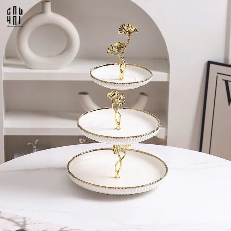 ĐĨA BÁNH 3 TẦNG GINKGO BLANC ÉTAGÈRE - CẬU HAI HOME DECOR