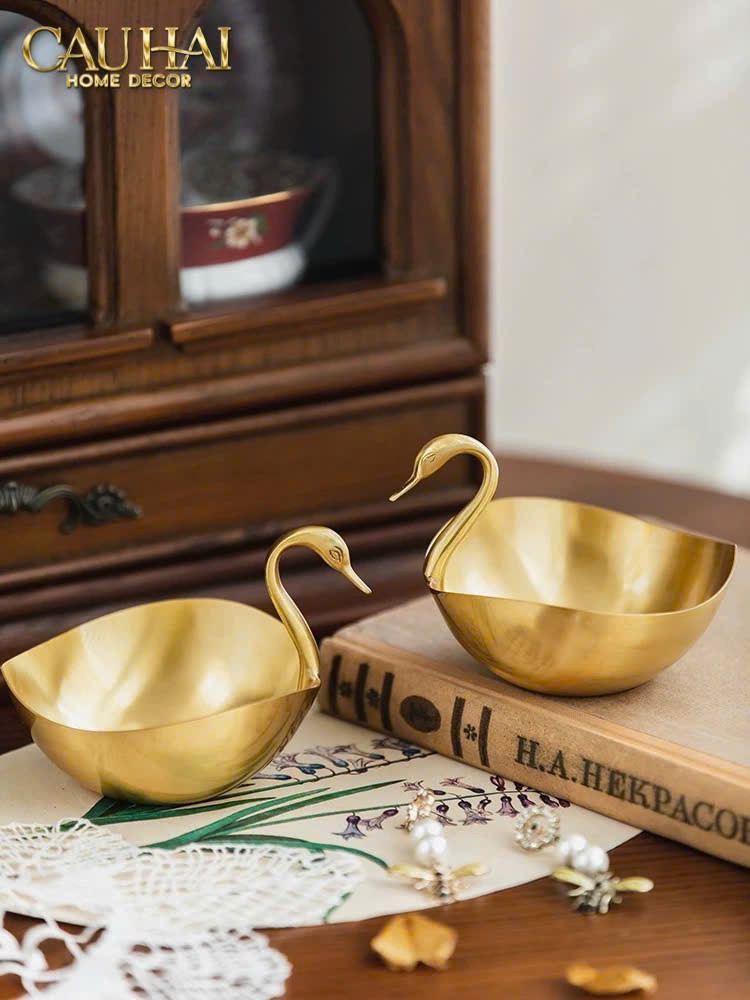 HOME COUTURE - ĐĨA ĐỒNG SWAN D'OR BRASS BOWL - CẬU HAI HOME DECOR
