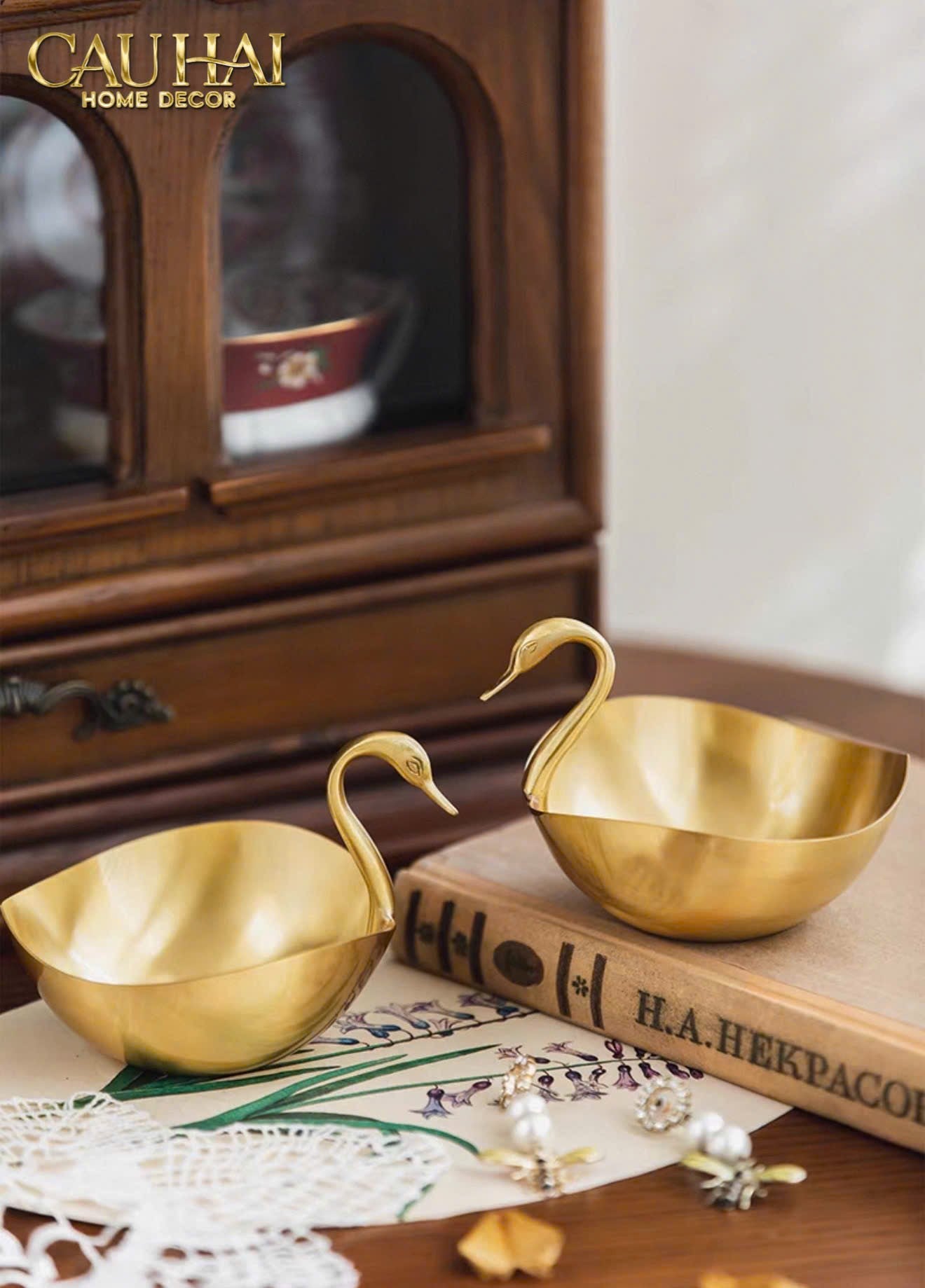 HOME COUTURE - ĐĨA ĐỒNG SWAN D'OR BRASS BOWL - CẬU HAI HOME DECOR