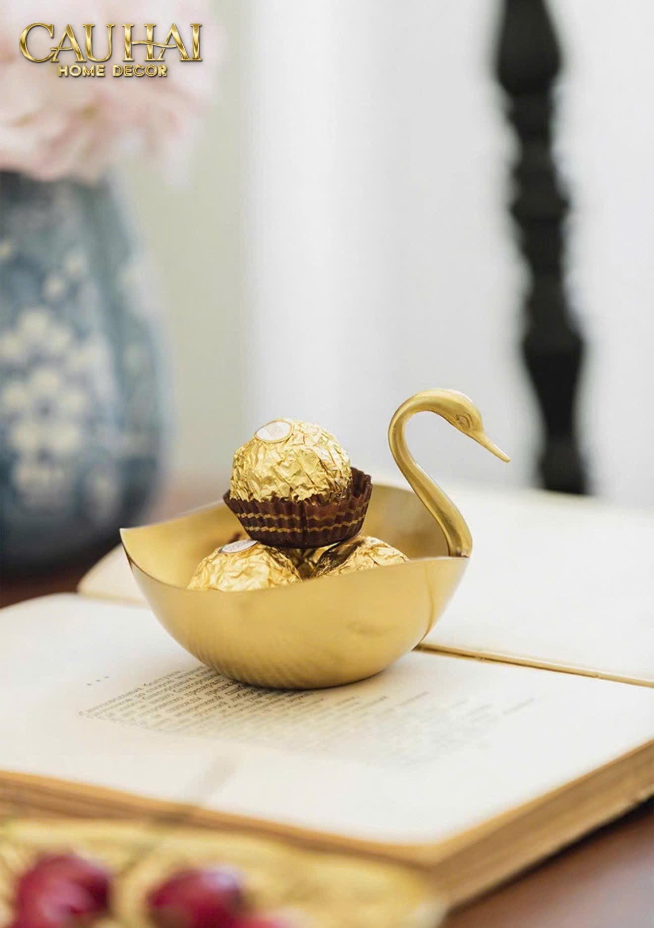 HOME COUTURE - ĐĨA ĐỒNG SWAN D'OR BRASS BOWL - CẬU HAI HOME DECOR