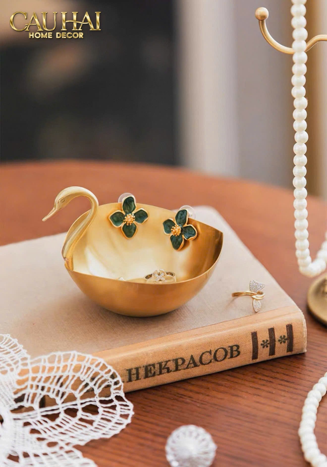 HOME COUTURE - ĐĨA ĐỒNG SWAN D'OR BRASS BOWL - CẬU HAI HOME DECOR