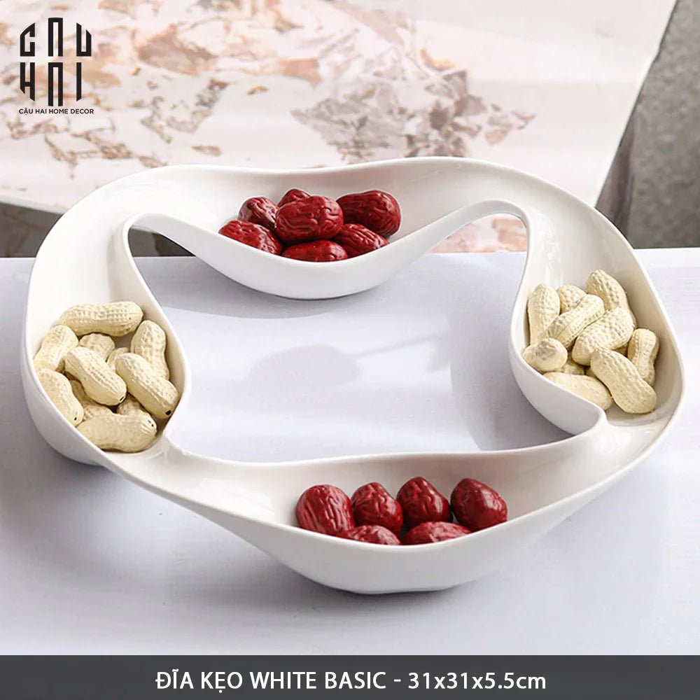 KHAY 4 MÙA QUATRE SAISONS PORCELAINE BLANCHE PLATEAU - CẬU HAI HOME DECOR