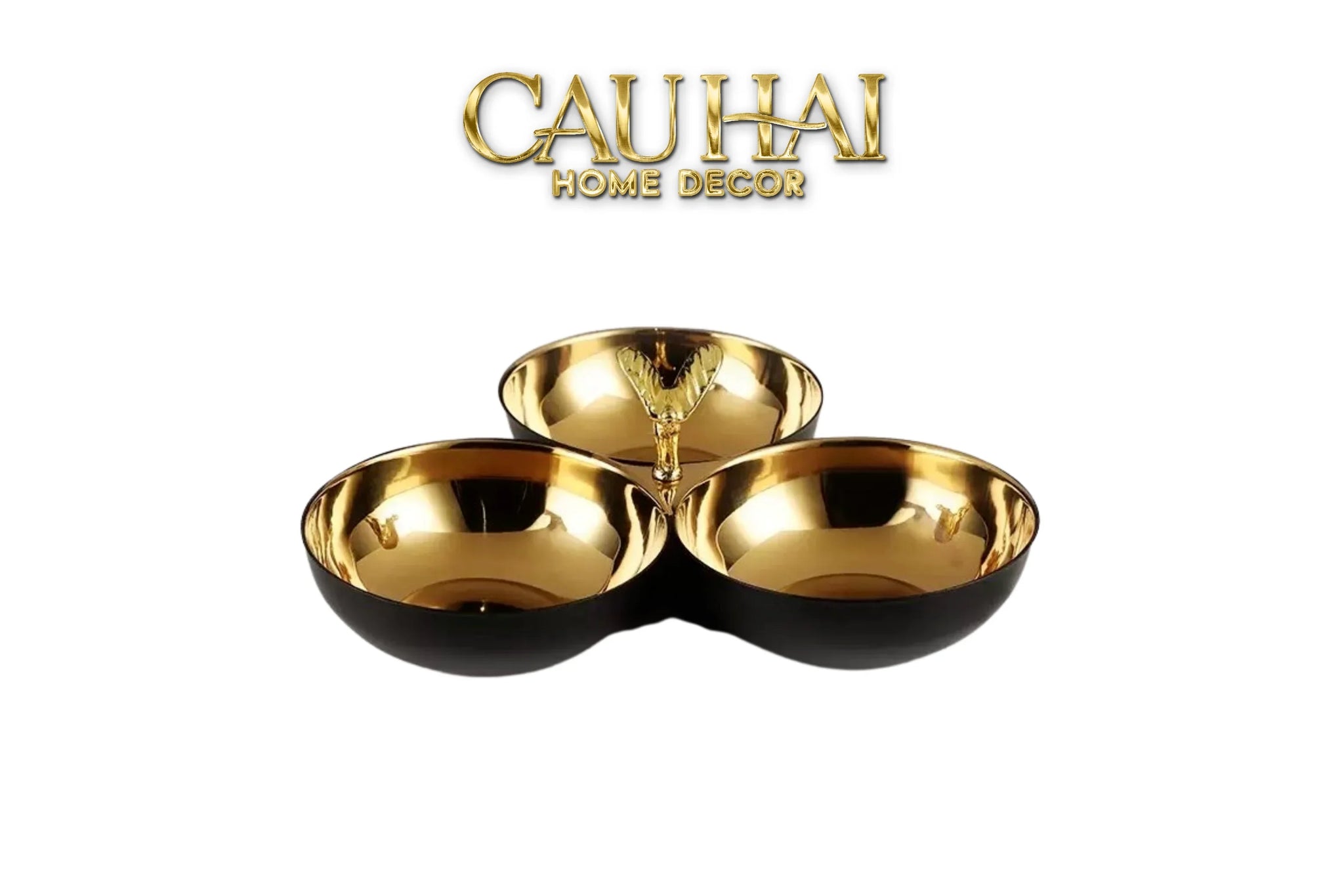 Đĩa Trái Cây 3 Ngăn Phantom Triptyque Golden Serving Trays Centerpiece-CẬU HAI HOME DECOR