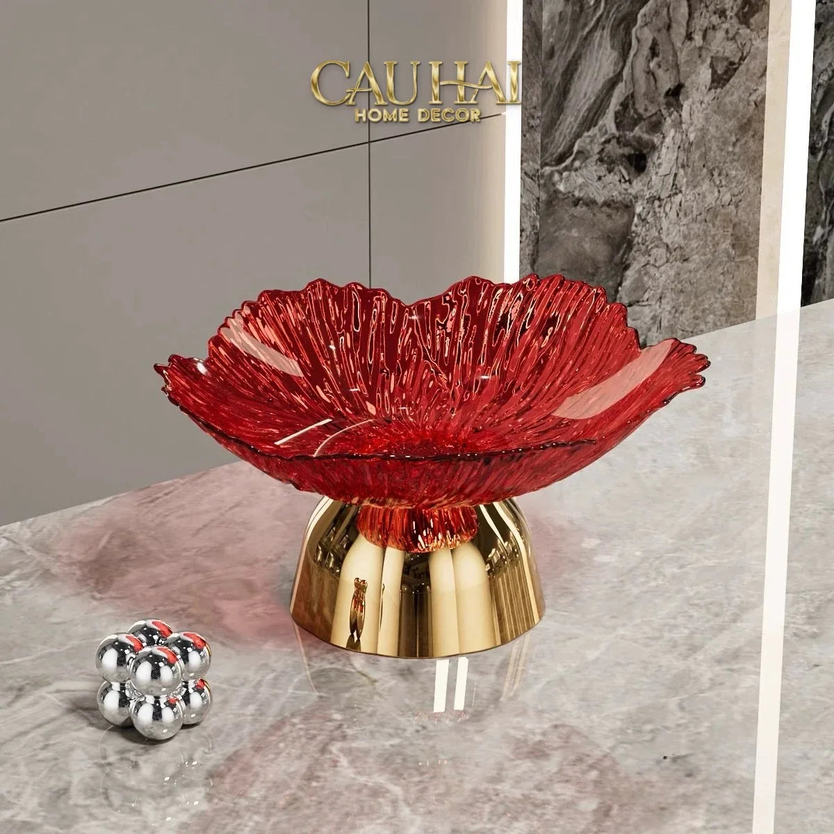 Đĩa Trái Cây Acry - Sunlit Blossom-CẬU HAI HOME DECOR